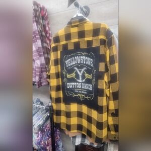 Recycled Yellowstone Dutton Ranch Plaid Flannel Shirt Size XL